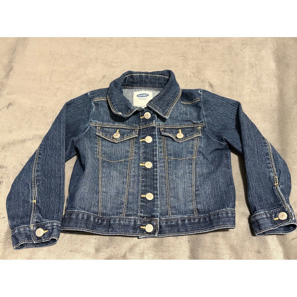 Old Navy Toddler Girls Blue Denim Jacket Size 2T Dark Wash Jean Trucker Jacket